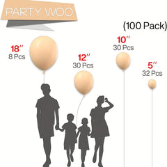 Matte Apricot Balloons Various Sizes Pack Of 100 - Party Decoration