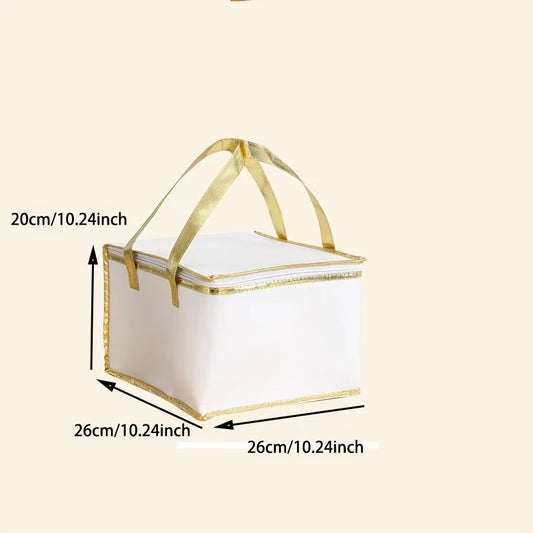Golden Insulated Lunch Bag Portable Reusable Leak Proof
