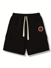 Men's Casual Cargo Shorts - Solid Color Drawstring Waist - Summer Style