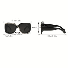 Large Square Sunglasses Rhinestone UV400 Sun Shades Glasses