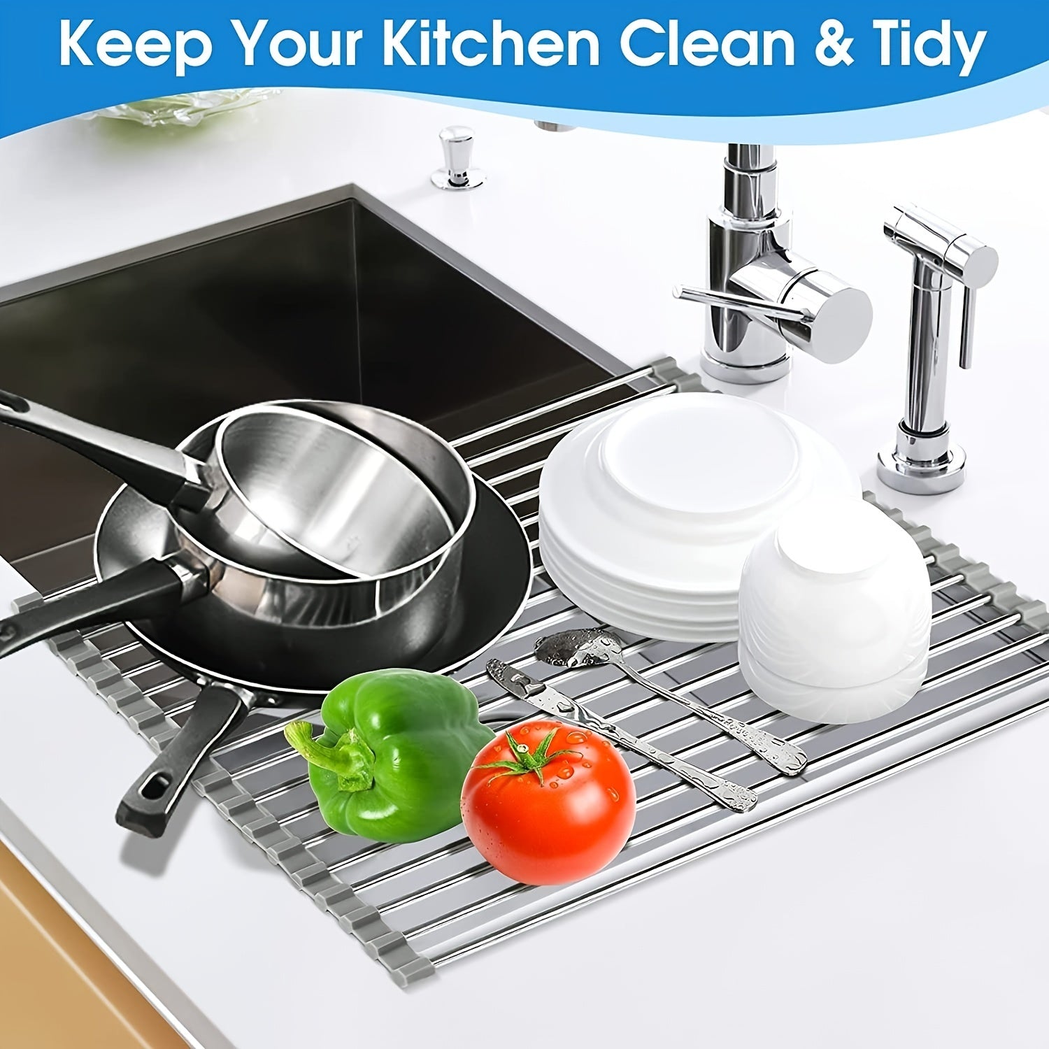 18 Tubes 49 78 34 Roll Up Dish Drying Rack Stainless Steel