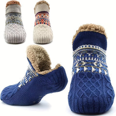 Men's Fluffy Slouch Winter Warm Plush Non Slip Grip Soft Comfy Slippers Socks