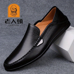 LAORENTOU Men's Leather Loafer Shoes Lightweight Non Slip Casual Shoes