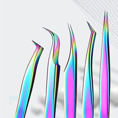 5pcs Eyelash Extension Tweezers Set Stainless Steel Straight And Curved Volume