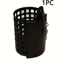 Metal Fishing Feeder With Swivel Snap Ring Bait Cage