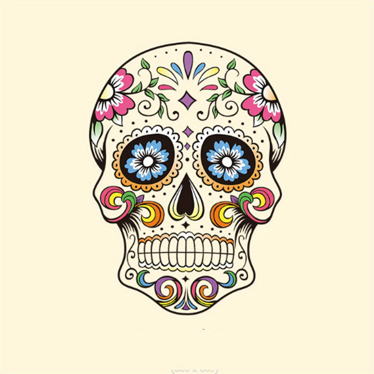 Sugar Skull Heat Transfer Patch Mexican Of The Dead Embroidery Iron On Patches