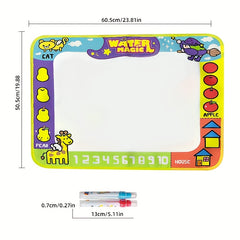 Kids Water Painting Mat - Reusable Drawing Mat with Shapes - Non Toxic Canvas
