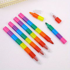 6pcs Vibrant Block Crayons for Kids - Festive Art Supplies with Holders