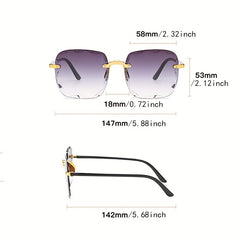 Rimless Square Sunglasses Women Outdoor Travel Eyewear