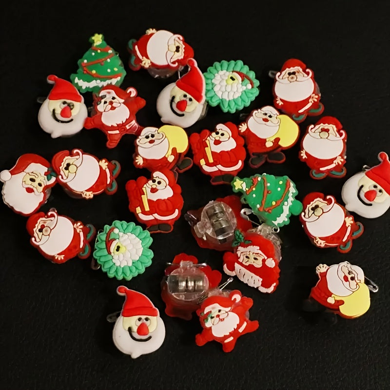 10 Pcs Christmas Glow Rings For Kids PVC Soft Rubber Ring Random Colors