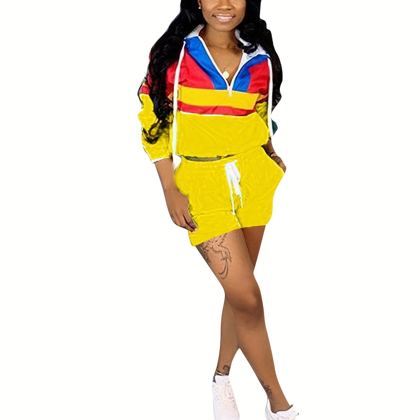 Sun Protection Hooded 2 Piece Athletic Suit for Women
