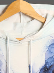 Ombre Print Sports Hooded Sweatshirt Women's Drawstring Hoodie