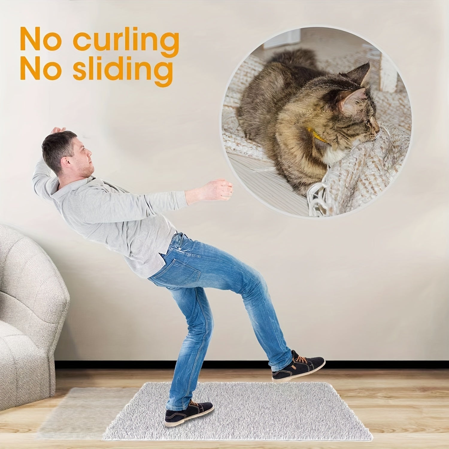 Double Sided Rug Tape Non Slip Reusable Washable Carpet Floor Mat Wall - 12 Pcs