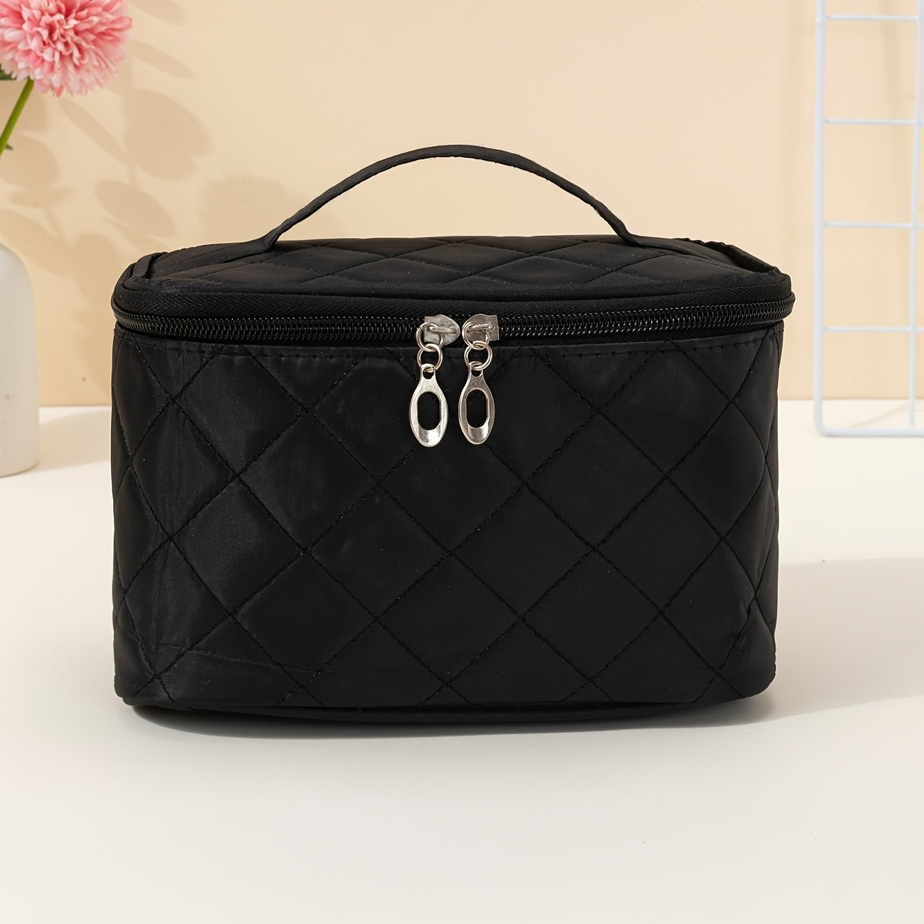 Travel Cosmetic Bag With Handle And Zipper Makeup Organizer Case