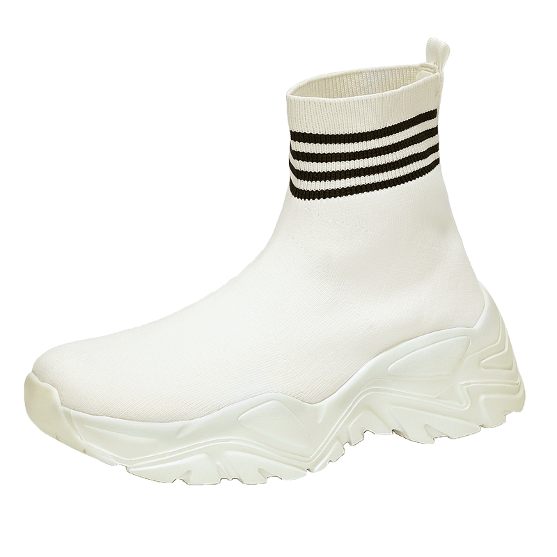 Women's Platform Sock Sneakers Striped High Top Outdoor Shoes