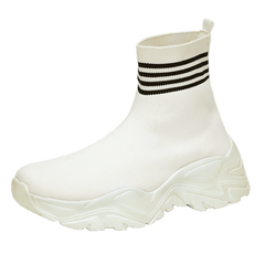 Women's Platform Sock Sneakers Striped High Top Outdoor Shoes