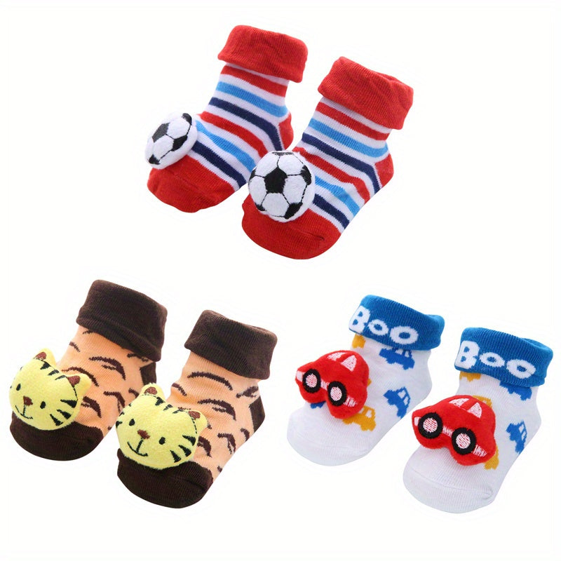3Pairs Baby Girls Cartoon 3D Doll Socks