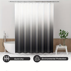 Waterproof Gray Gradient Shower Curtain with Plastic Hooks 71x71in