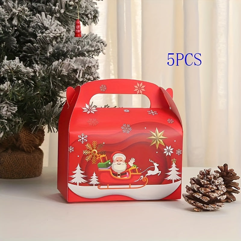 5pcs Christmas Cardboard Holiday Packaging Box For Cake Biscuit