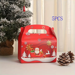 5pcs Christmas Cardboard Holiday Packaging Box For Cake Biscuit
