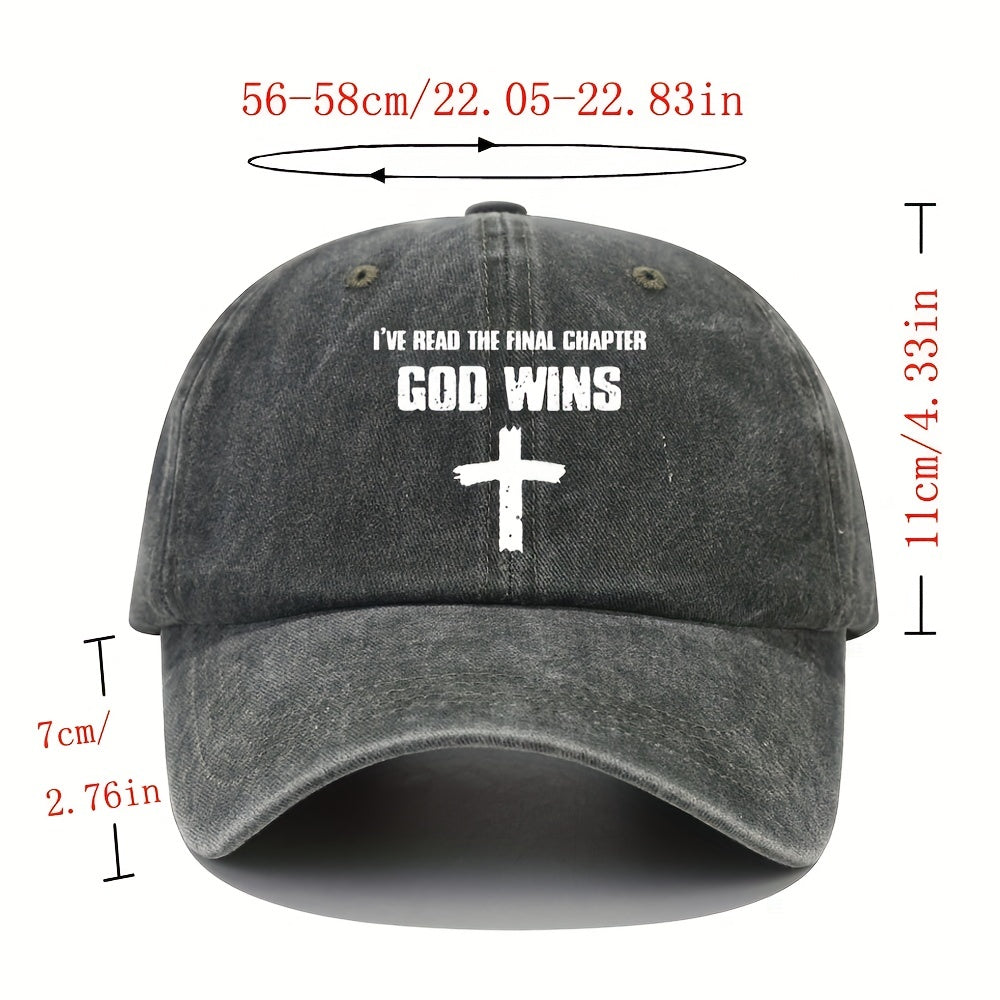 GOD WINS Cross Baseball Cap Distressed Dad Hat