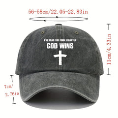 GOD WINS Cross Baseball Cap Distressed Dad Hat