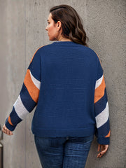 Colorblock Sweater Round Neck Jumper