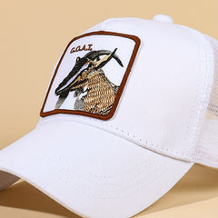 Goat Patch Embroidery Baseball Cap Mesh Trucker Hat Adjustable Unisex Sunscreen