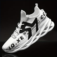 Men's Knitted Blade Sneakers Lace Up Breathable Casual Walking Shoes