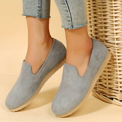 Women's Solid Flat Loafers Slip On Round Toe Soft Casual Shoes