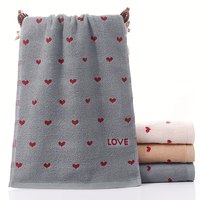 Heart Pattern Cartoon Hand Towel Absorbent Skin-Friendly 13 x 29in