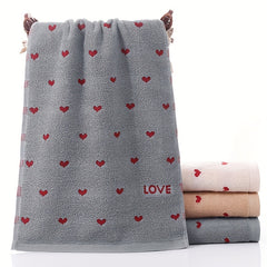 Heart Pattern Cartoon Hand Towel Absorbent Skin-Friendly 13 x 29in