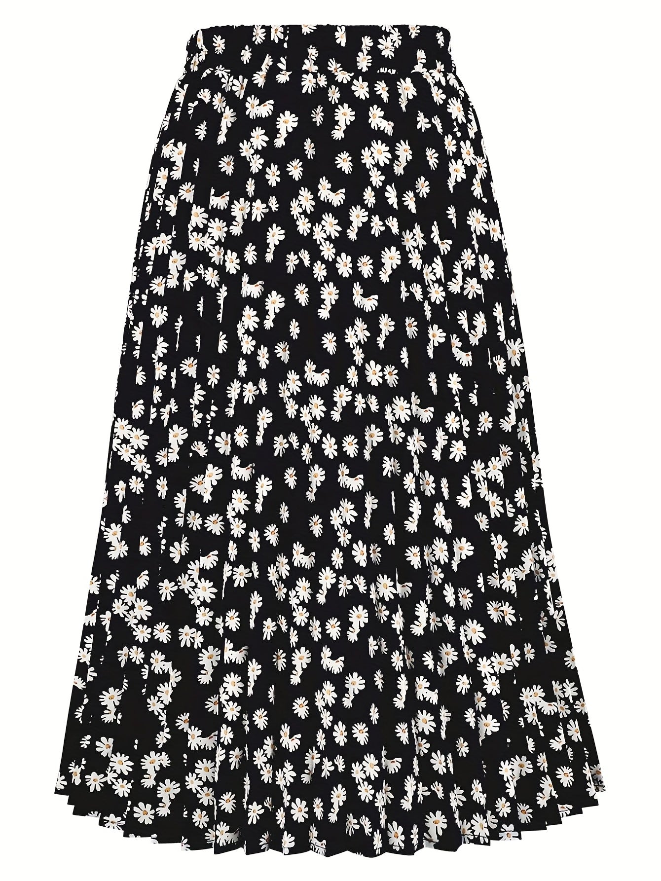 Boho High Waist Floral Print Pleated Skirt