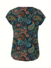 Floral Print Cap Sleeve V Neck Tops Casual Summer Tank Top Women's Clothing