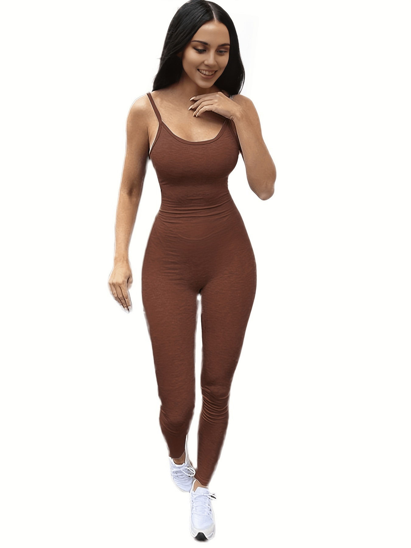 Solid Cami Jumpsuit Casual High Stretch Sleeveless Long Length Jumpsuit