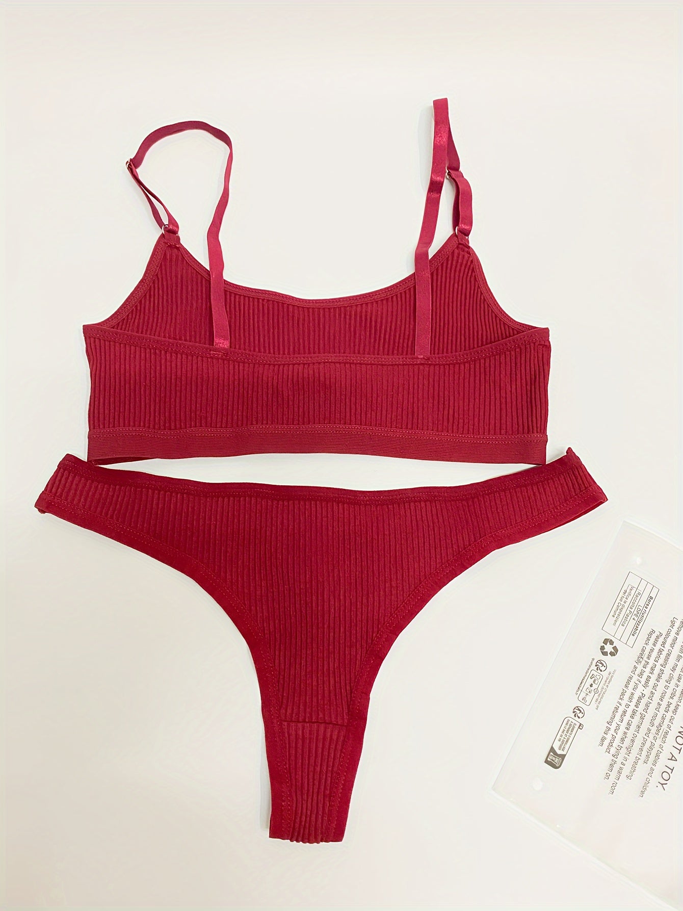 Ribbed Bra & Panties Set Seamless Wireless Lingerie Women's Underwear