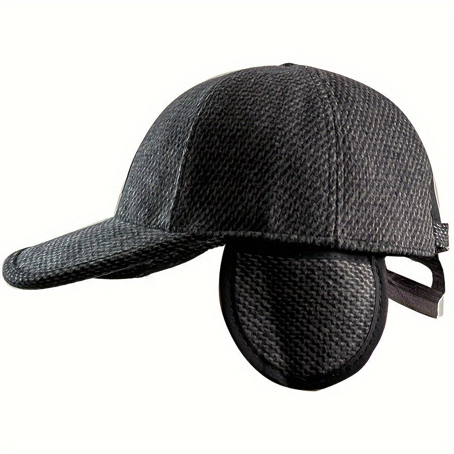 Men's Coldproof Baseball Cap with Ear Flap, Adjustable Outdoor Sports Hat