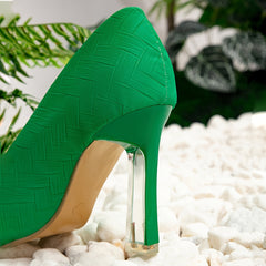 Green Pointed Toe Stiletto Heeled Pumps Versatile Style Shoes