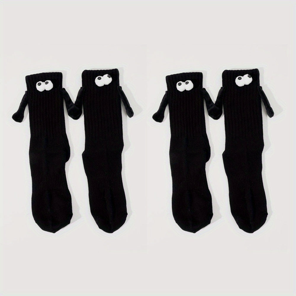 Cute Holding Hands Mid Tube Socks Women's Stockings