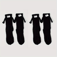Cute Holding Hands Mid Tube Socks Women's Stockings