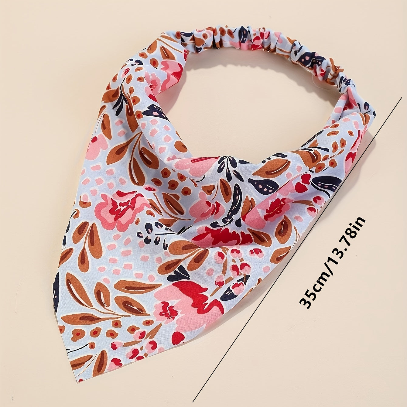 Vintage Flower Print Head Scarf Triangle Bandanas Hairband Headband