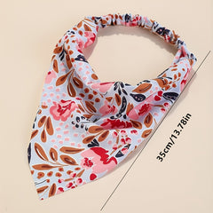 Vintage Flower Print Head Scarf Triangle Bandanas Hairband Headband