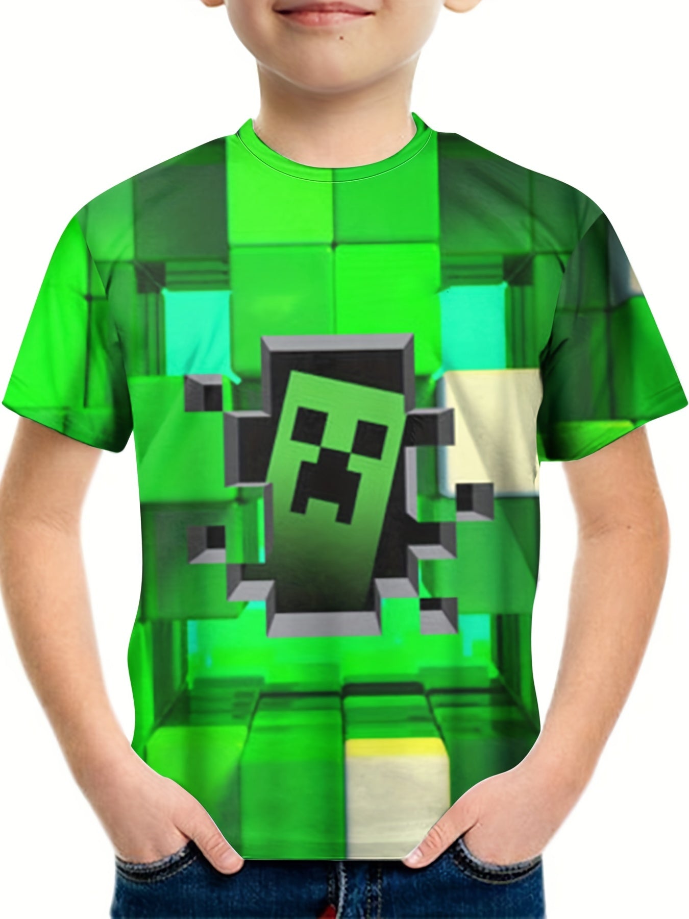 Boys' Monster Block Graphic Tee for Summer Fun