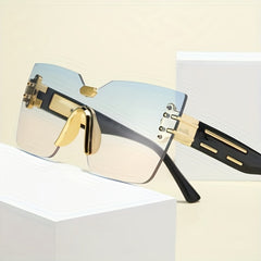 Men's Rimless One Lens Sunglasses Polarize UV Protection