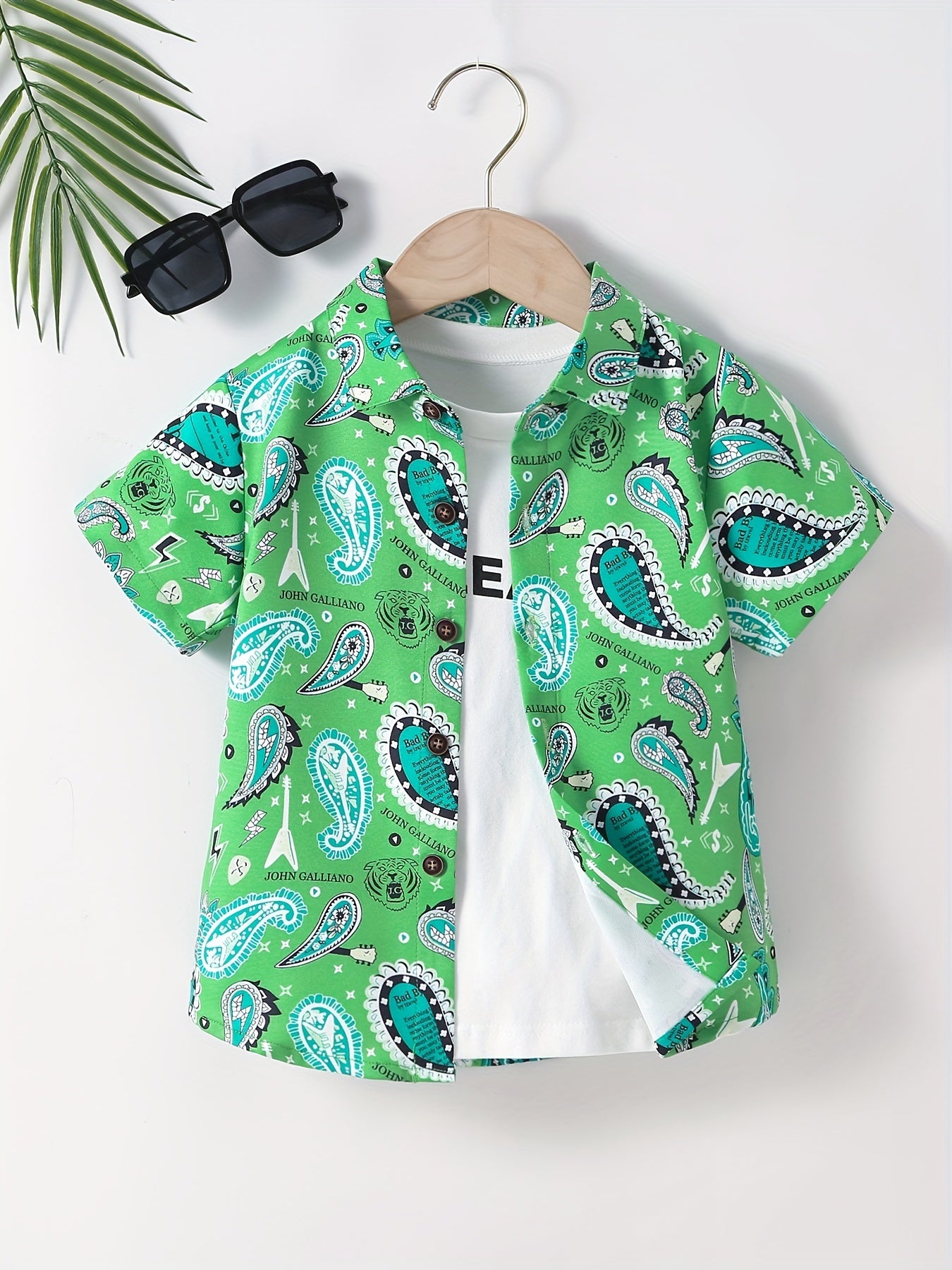 Graphic Print Creative Top Boys Lapel Shirt Summer Clothes