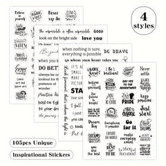 4pcs Inspirational Word Stickers Blessing Envelope Journal Stationery