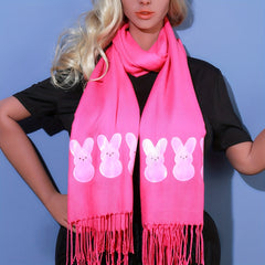 Rose Red Rabbit Print Tassel Scarf Breathable Sunproof Shawl