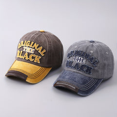 Men's Denim Baseball Cap Leather Brim Embroidered Letter Duck Tongue