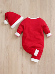 Christmas Santa Claus Baby Romper Hat Infant 2pcs Set