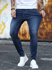 Men's Slim Fit Jeans Street Style Stretch Distressed Denim Pants